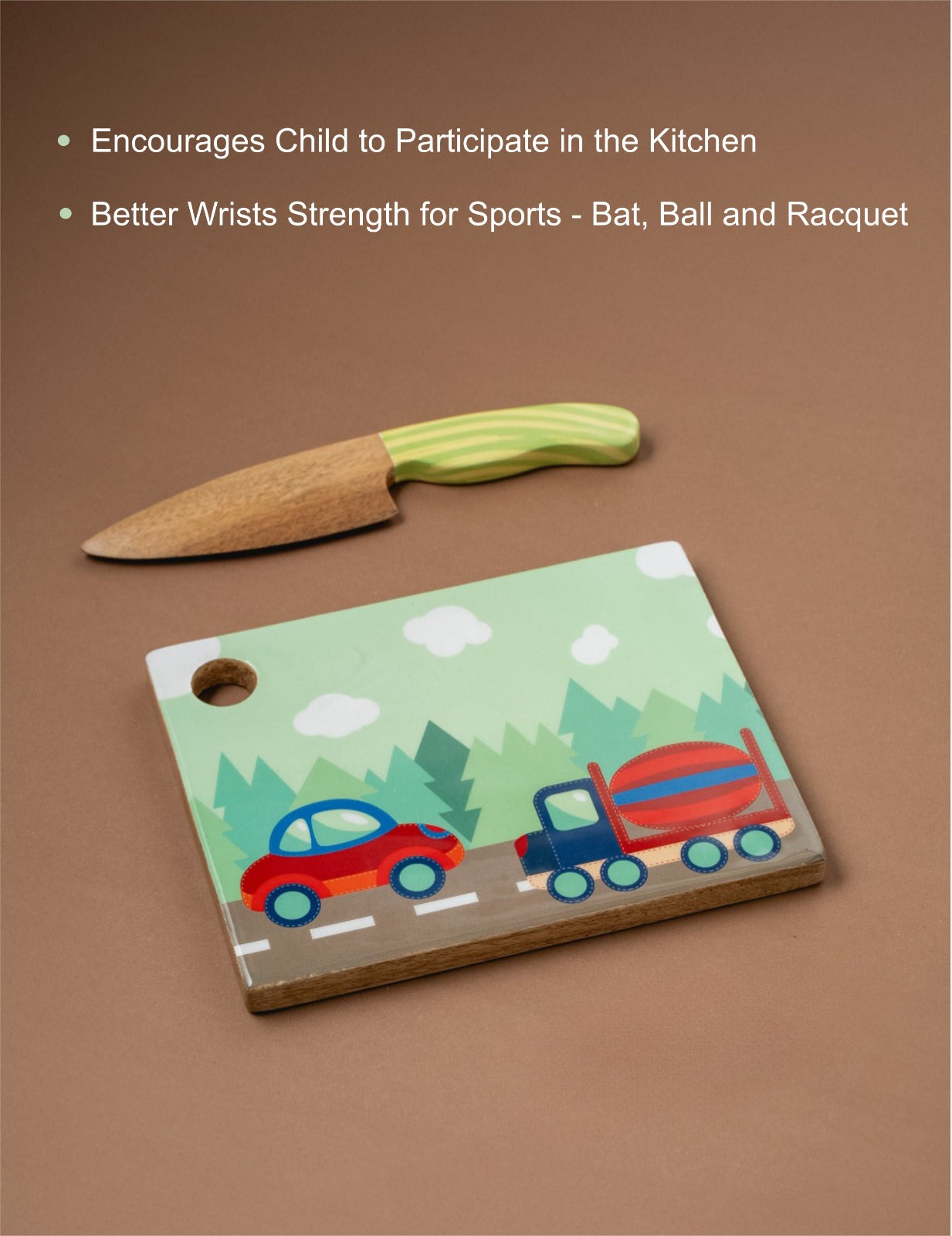 Mealtime - Car theme | Chakla Belan | Rolling Pin & Rolling Board | Montessori Knife | Cup | Knife and Chopping Board