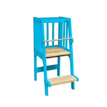 aqua blue montessori helper tower