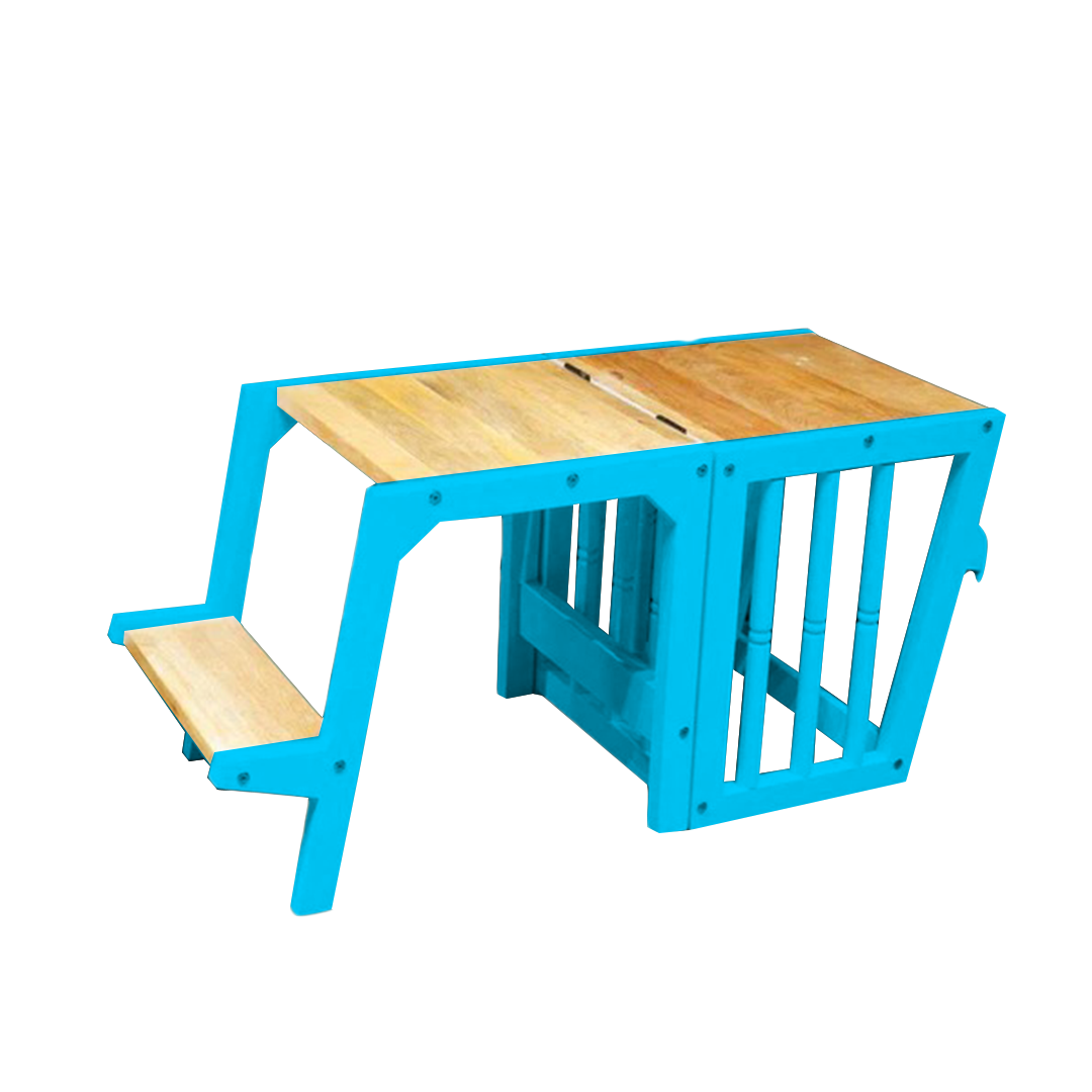 aqua blue montessori learning tower foldable