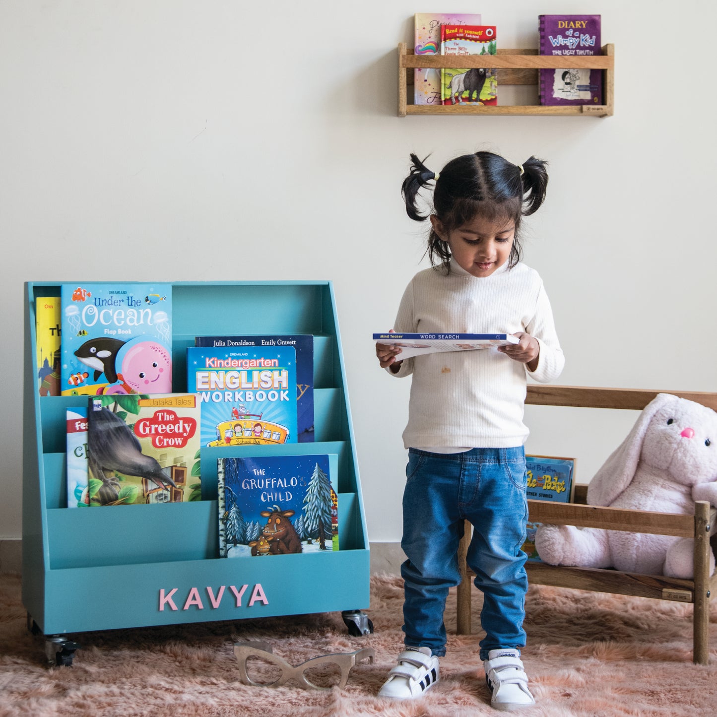 bookshelf with wheels kids