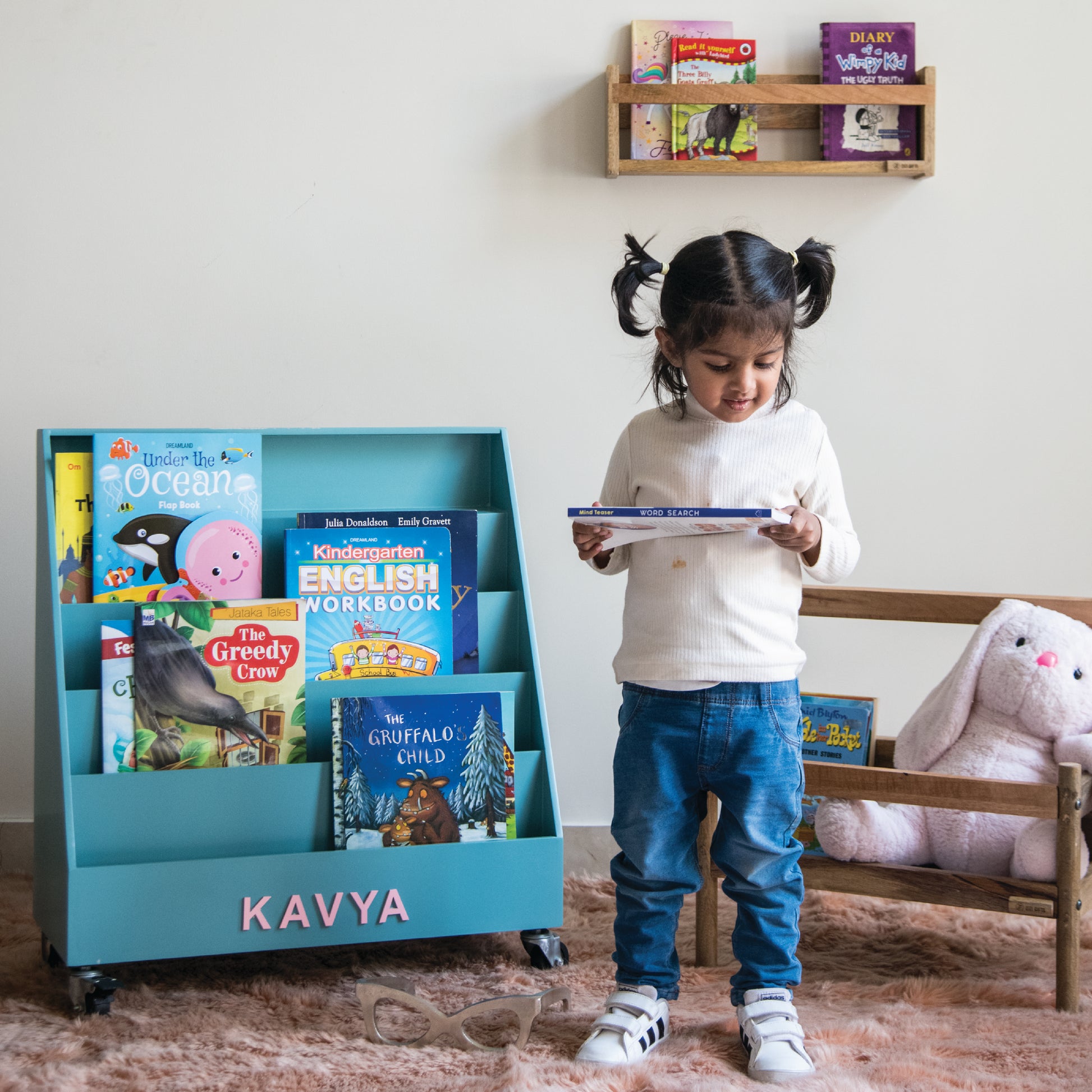 bookshelf with wheels kids