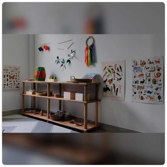 Extended Montessori Wooden Shelf