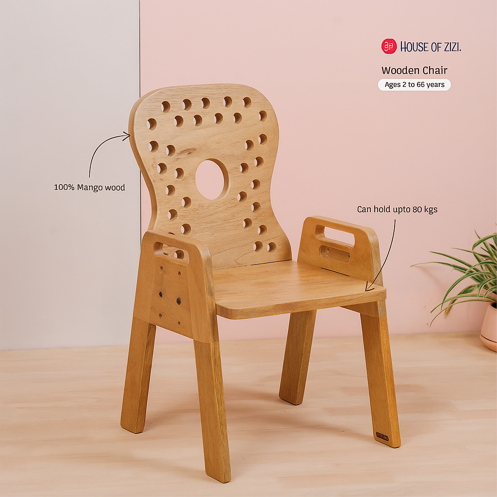 kids Wooden chair with ergonomic design