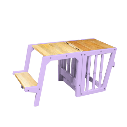 lavender-colored foldable montessori learning tower