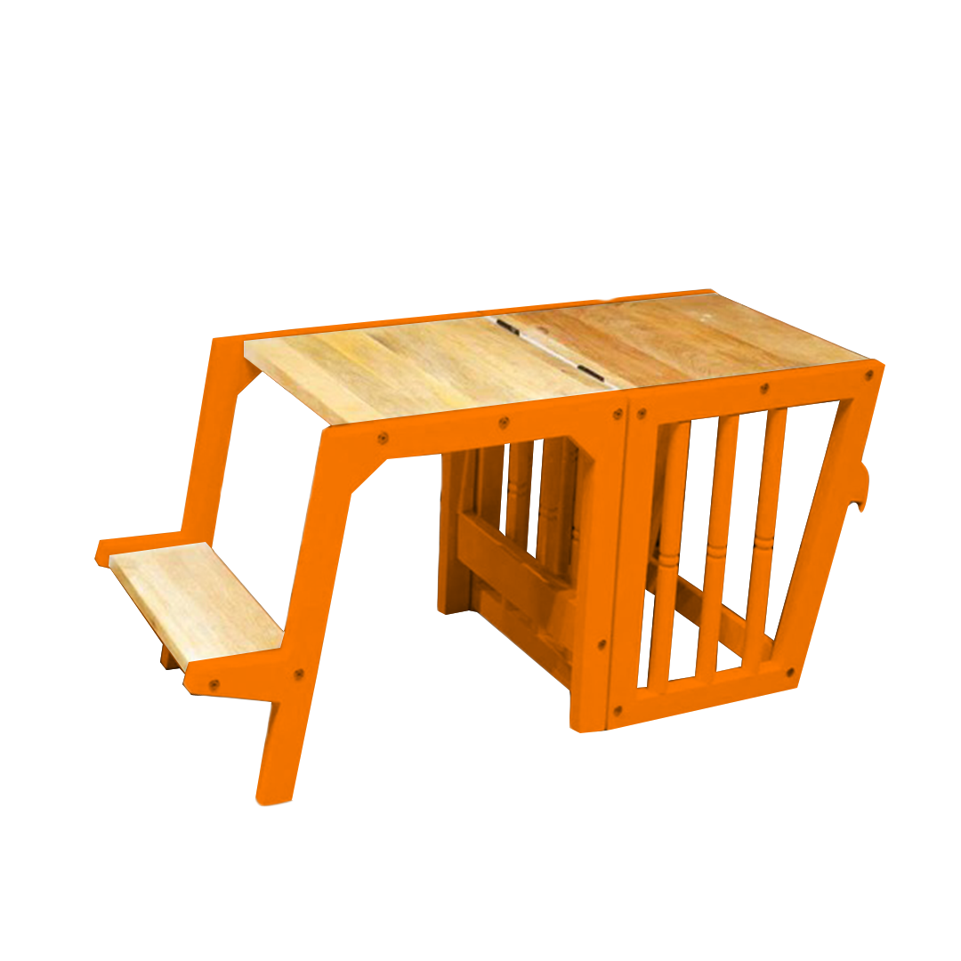 orange montessori learning tower foldable
