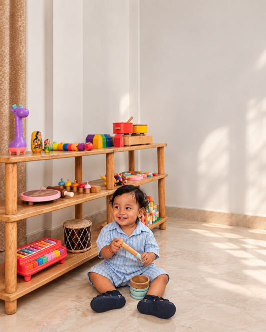 Extended Montessori Wooden Shelf