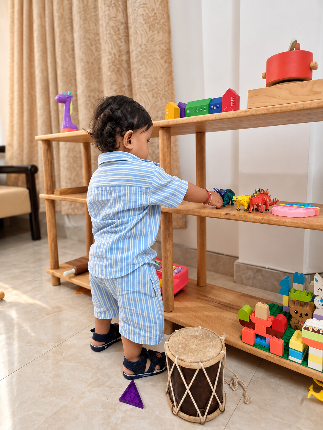 Extended Montessori Wooden Shelf