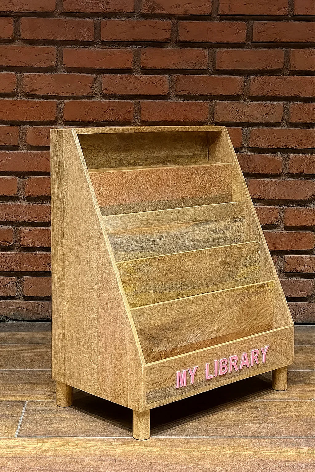 wooden bookshelf for kids