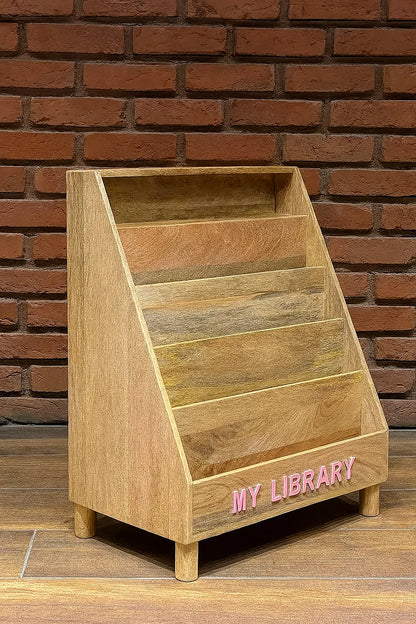 wooden bookshelf for kids