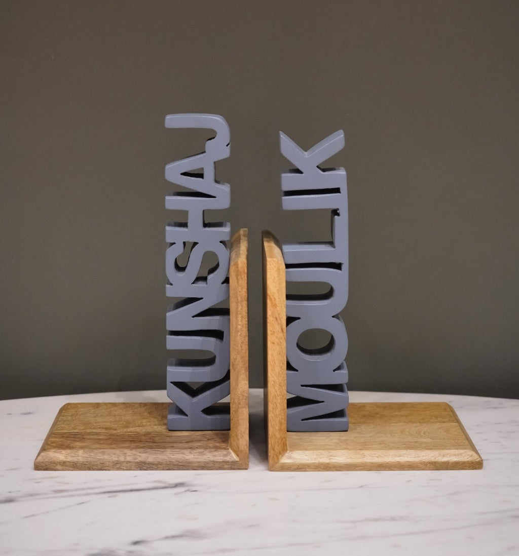Personalized Wooden Book Ends - House of Zizi