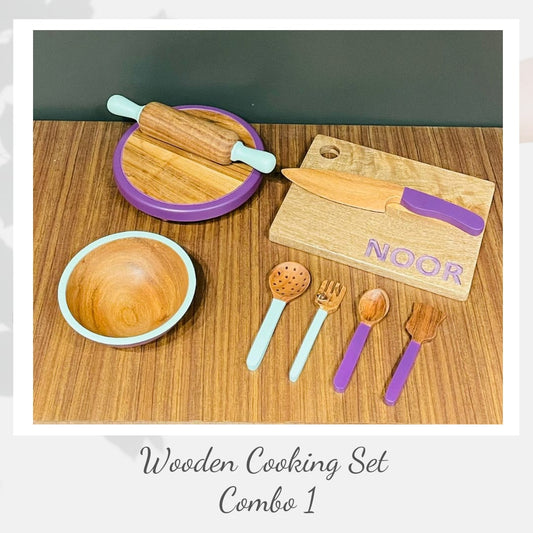 Wooden Cooking Set Combo 1  - Cooking Set with Montessori knife & board - House of Zizi