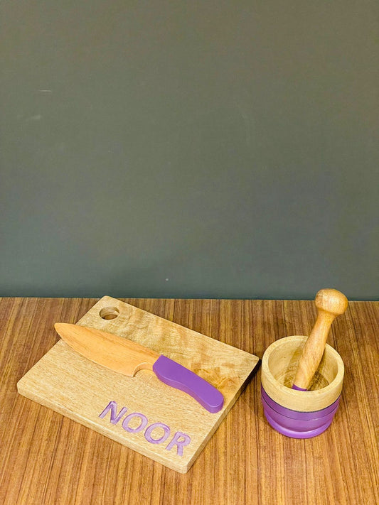 kids Mortar & Pestle and chopping board and knife