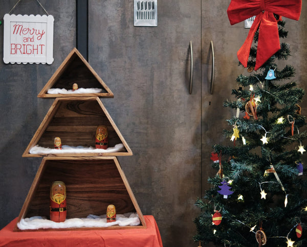 Christmas Tree Book Shelf | Mango wood Book shelf | Stackable shelf