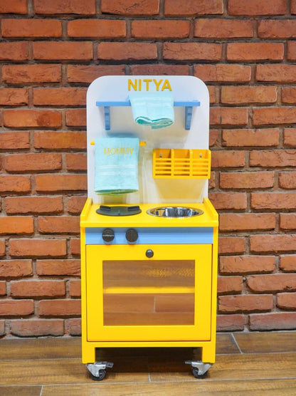 Wooden Play Kitchen with Wheels
